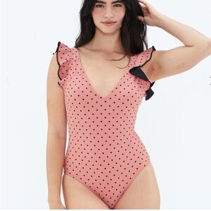 Summersalt The Ruffle Backflip One Piece Swimsuit On Pointe Polka Dots | size 12